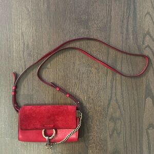 Chloé Suede Leather Crossbody Bag Red
